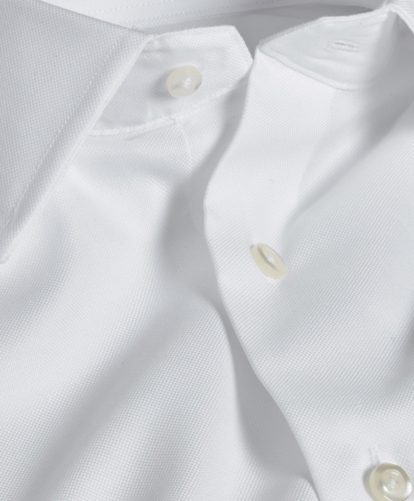 TFCSP4104110 | White Micro Birdseye French Cuff Dress Shirt - David Donahue