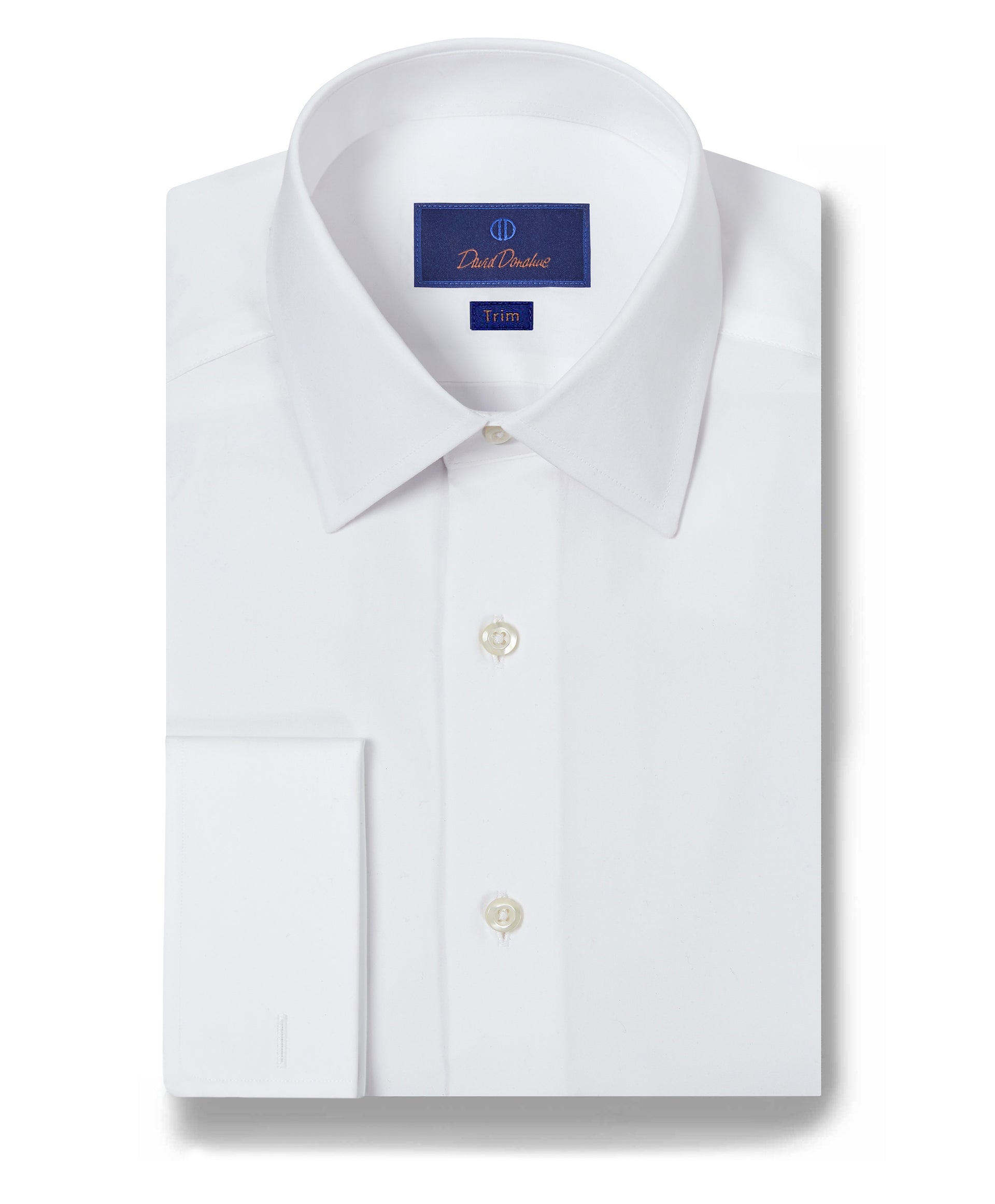TFCSP6110110 | White Broadcloth French Cuff Dress Shirt David Donahue TFCSP6110110 | White Broadcloth French Cuff Dress Shirt David Donahue