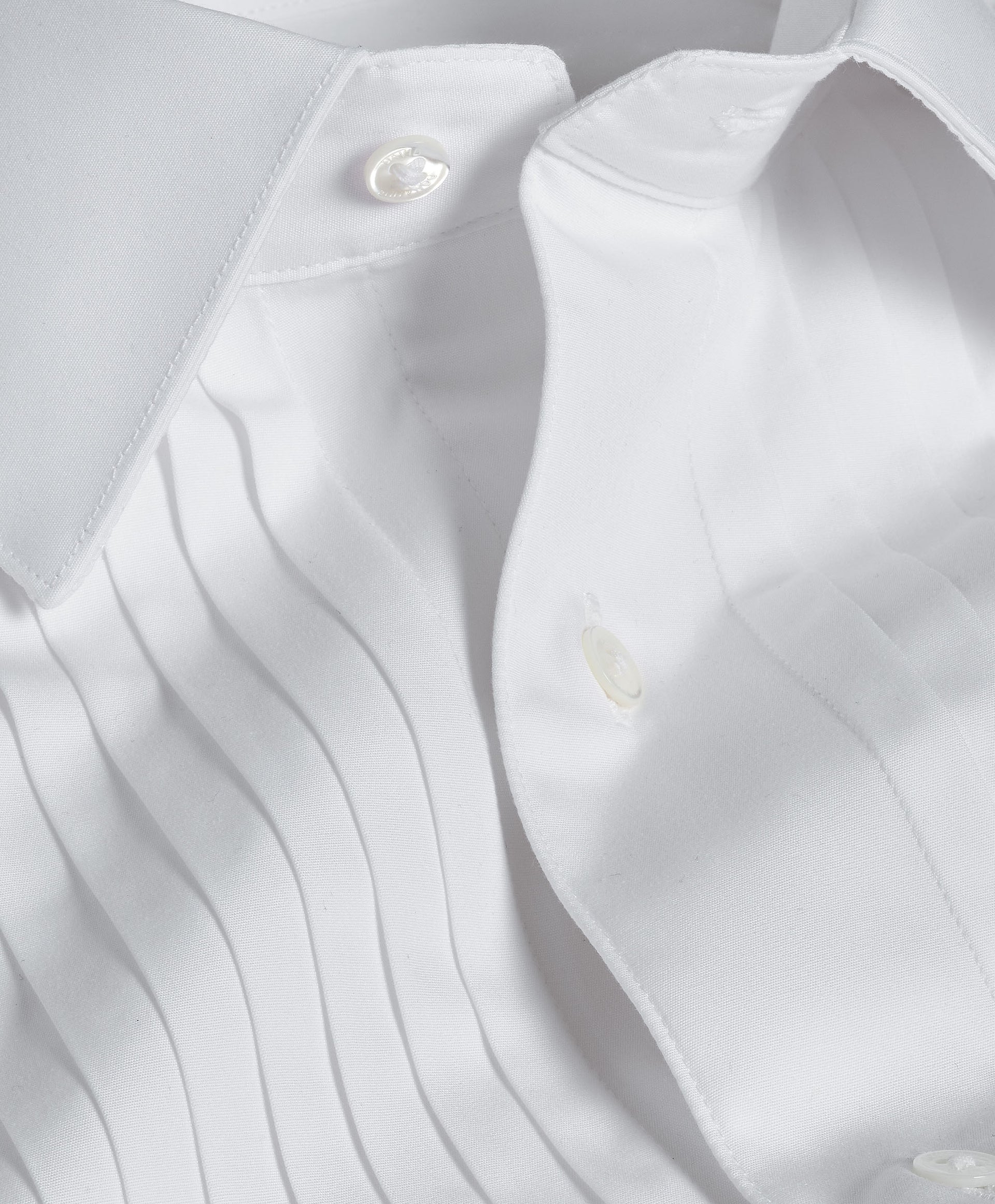 David Donahue Men's Trim Fit 18 Pleated Bib Front Formal Shirt - White