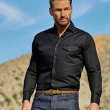 TWES4130002 | Black Twill Western Shirt