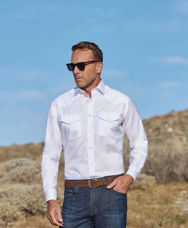 TWES4130110 | White Super Fine Twill Western Shirt