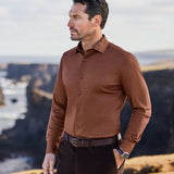 CMSK13105807 | Rust Solid Texture Knit Sport Shirt