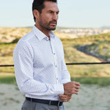 RBSP12200135 | White & Blue Neat Print Dress Shirt