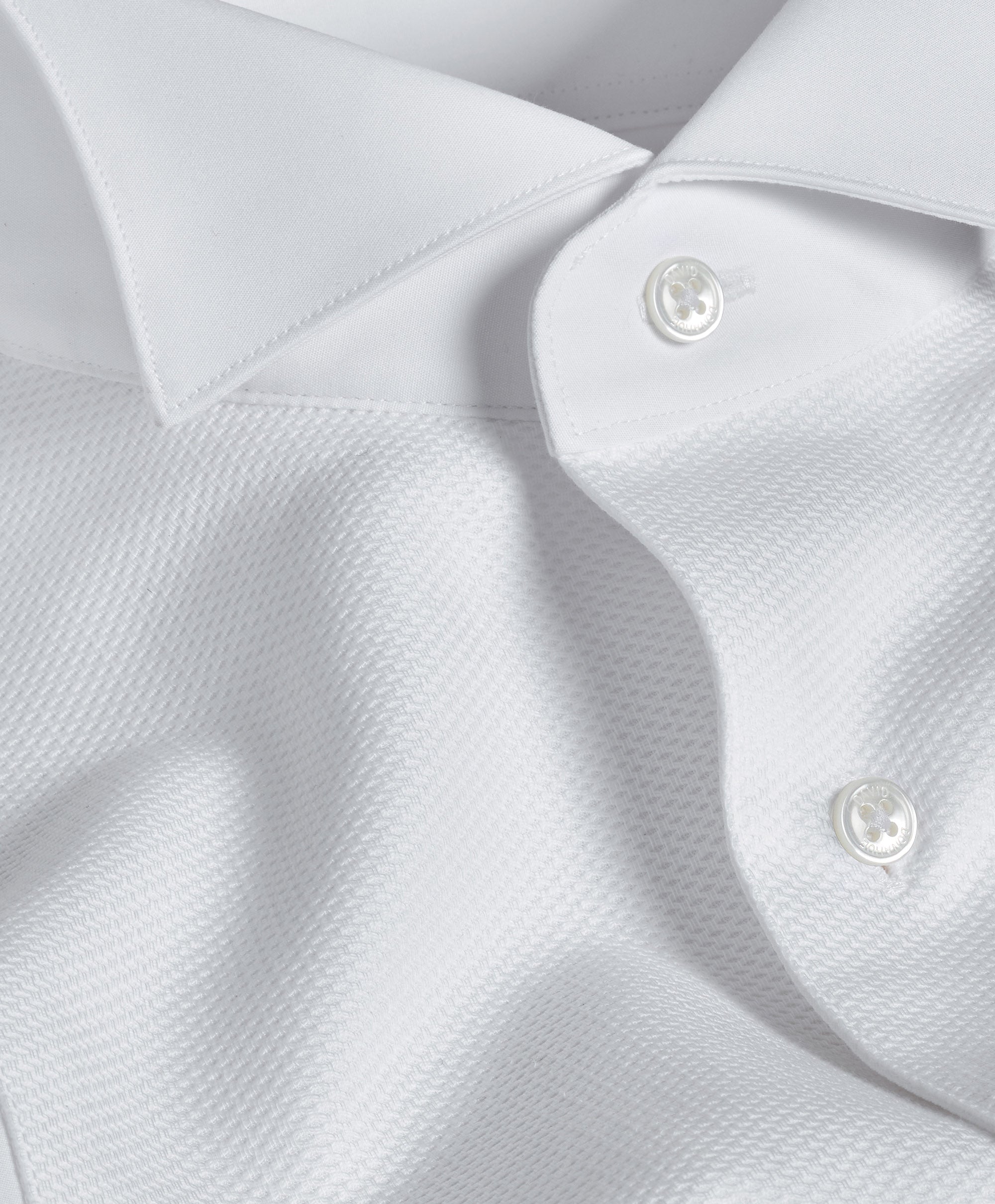 David Donahue Men's Pique Wing Collar French Cuff Formal Shirt