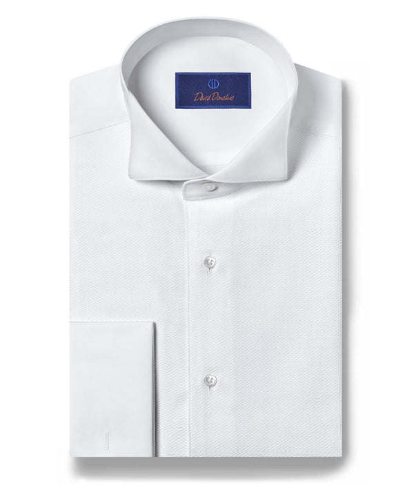 david donahue french cuff dress shirts David Donahue Men's Trim Fit White Broadcloth French Cuff Dress Shirt