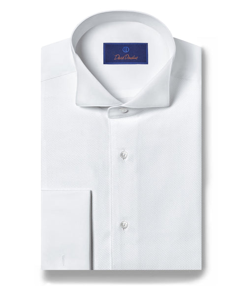 WB6110110 | Piqué Wing Collar French Cuff Formal Shirt