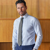 TBSP11954135 | White & Blue Stripe Cashmere Blend Dress Shirt