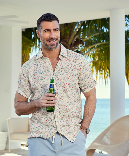 CSSM06019298 | Beach Day Print Short Sleeve Shirt