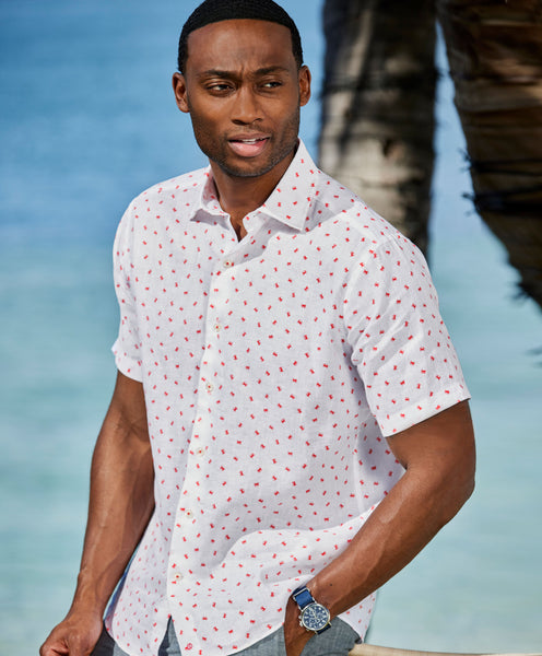 CSSM06001160 | Red Crab Print Short Sleeve Shirt