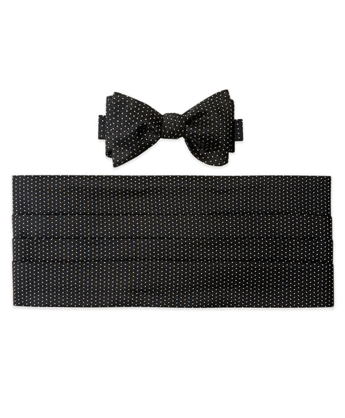 CH05275009 | Black & White Dot Self Tie Bow Tie & Cummerbund Set