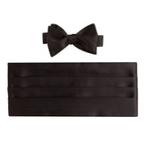 CH100001 | Black Satin Self-tie Bow Tie & Cummerbund Set