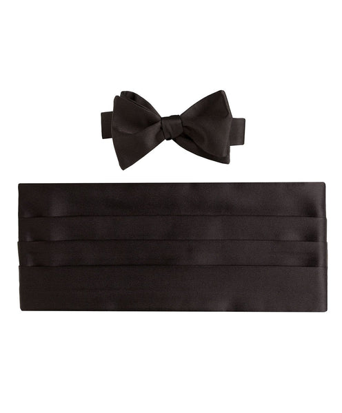 CH100001 | Black Satin Self-tie Bow Tie & Cummerbund Set