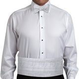 CH2593044 | Silver & White Paisley Self-tie Bow Tie & Cummerbund Set