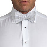 CH2593044 | Silver & White Paisley Self-tie Bow Tie & Cummerbund Set