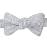CH2593044 | Silver & White Paisley Self-tie Bow Tie & Cummerbund Set
