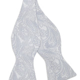 CH2593044 | Silver & White Paisley Self-tie Bow Tie & Cummerbund Set