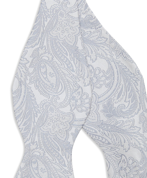 CH2593044 | Silver & White Paisley Self-tie Bow Tie & Cummerbund Set