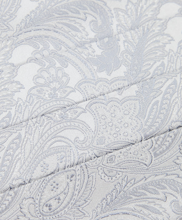 CH2593044 | Silver & White Paisley Self-tie Bow Tie & Cummerbund Set