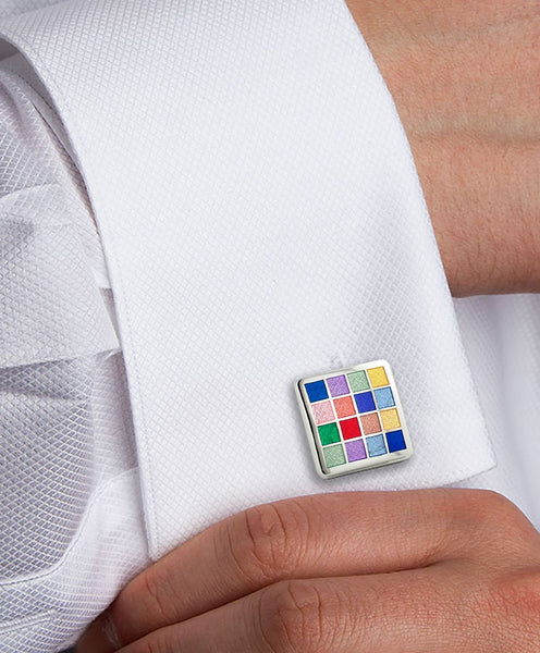 CL020302 | Multi Color Checkerboard Cufflink