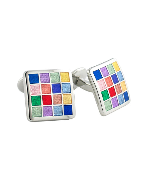 CL020302 | Multi Color Checkerboard Cufflink