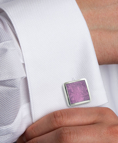 CL030202 | Sterling Silver Paisley Light Purple Cufflinks