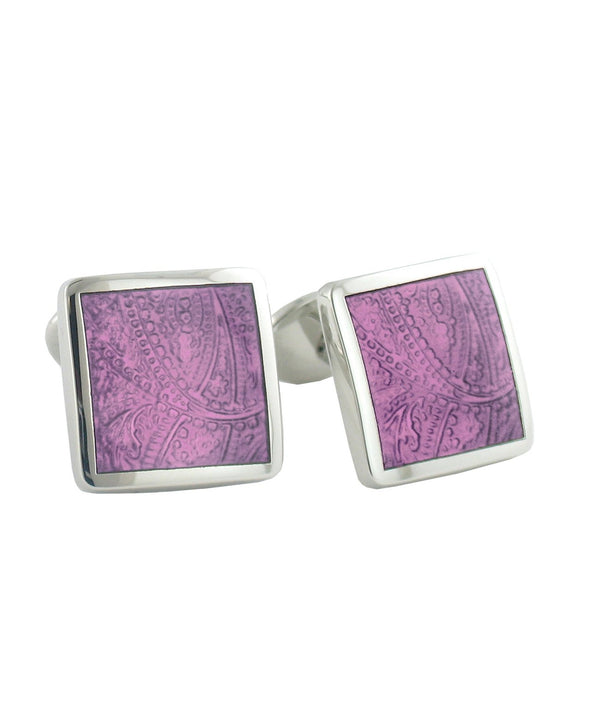 CL030202 | Sterling Silver Paisley Light Purple Cufflinks