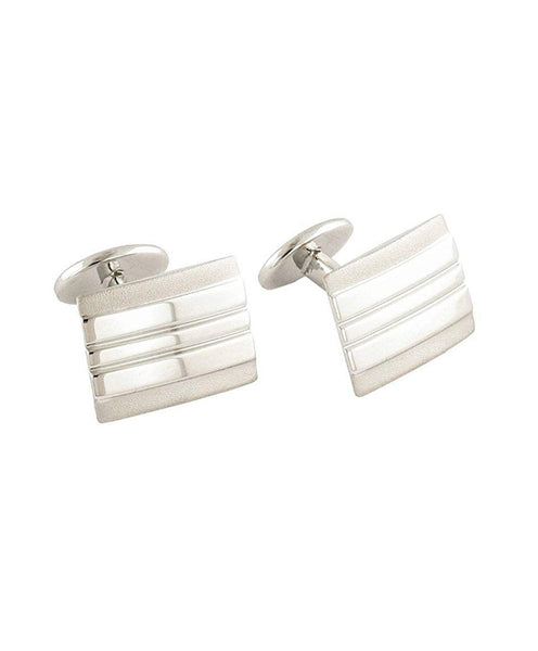 CL063102 | Sterling Silver Lined Rectangle Cufflinks