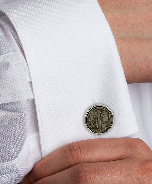 CL073202 | Sterling Silver Dime Cufflinks