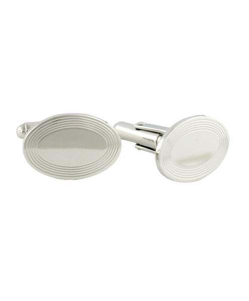 CL126602 | Sterling Silver Oval Engraved Cufflinks