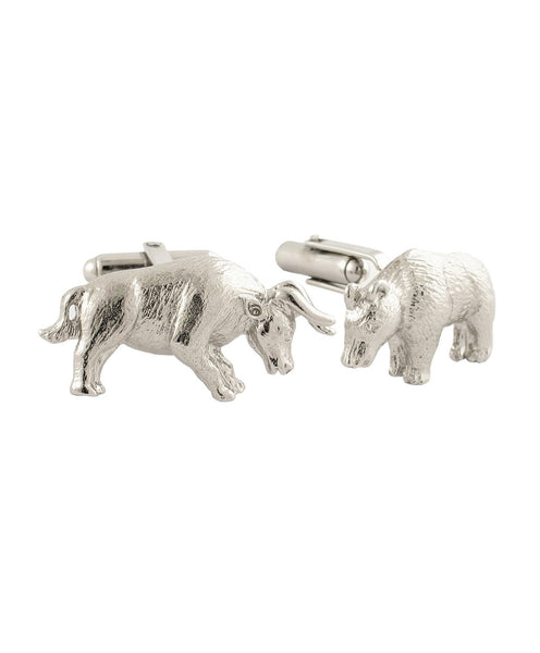 CL128402 | Sterling Silver Bull & Bear Cufflinks