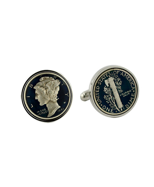 CL507802 | Sterling Silver Blue Dime Cufflinks - David Donahue