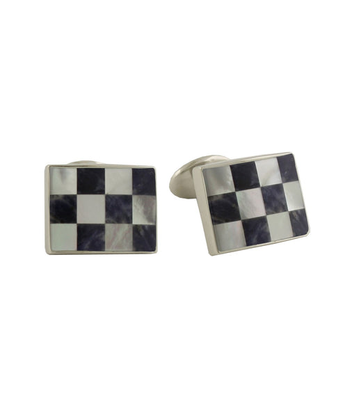 CL548702 | Sodalite and Mother of Pearl Checkerboard Cufflinks