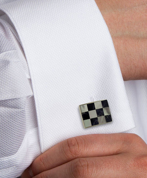 CL548702 | Sodalite and Mother of Pearl Checkerboard Cufflinks