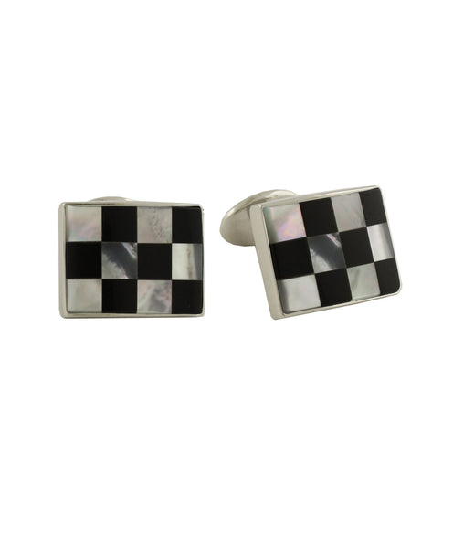 CL548802 | Onyx and Mother of Pearl Checkerboard Cufflinks