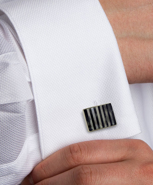 CL548902 | Sodalite and Mother of Pearl Striped Cufflinks