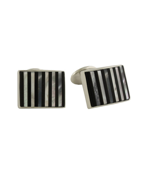 CL549002 | Onyx and Mother of Pearl Striped Cufflinks