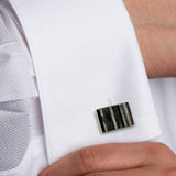 CL549102 | Hermatite and Mother of Pearl Striped Cufflinks