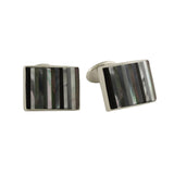 CL549102 | Hermatite and Mother of Pearl Striped Cufflinks