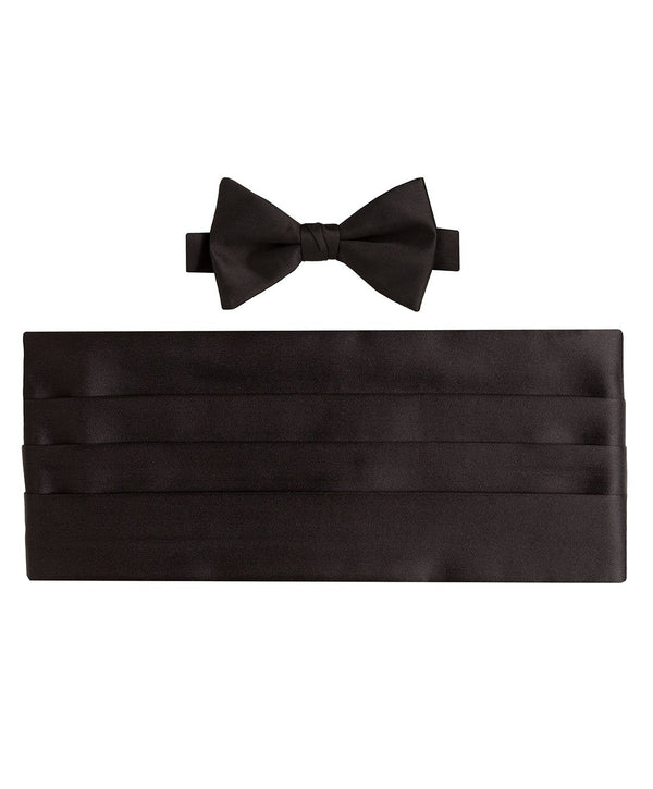 CP100001 | Black Satin Pre-tied Bow Tie & Cummerbund Set