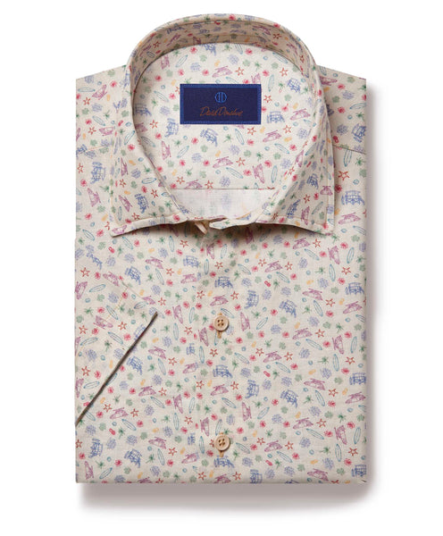 CSSM06019298 | Beach Day Print Short Sleeve Shirt