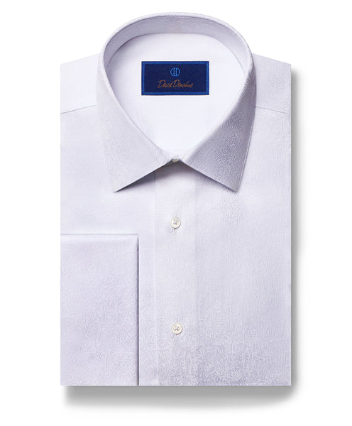 FS05505110 | White Textured Floral Formal Shirt