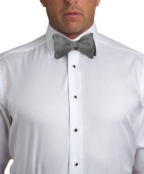 HT05076115 | Black & White Houndstooth Self-Tie Bow Tie