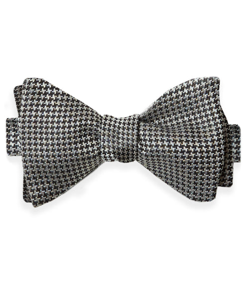 HT05076115 | Black & White Houndstooth Self-Tie Bow Tie