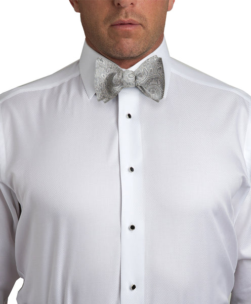 HT05582042 | Silver Paisley Self-Tie Bow Tie