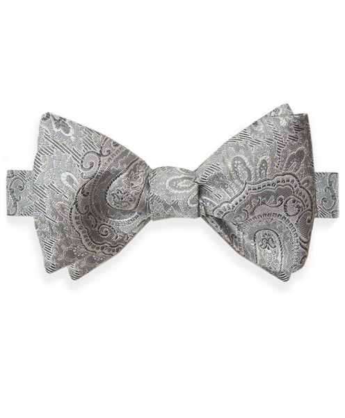HT05582042 | Silver Paisley Self-Tie Bow Tie