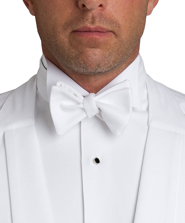 HT8110110 | White Pique Self-tie Bow Tie