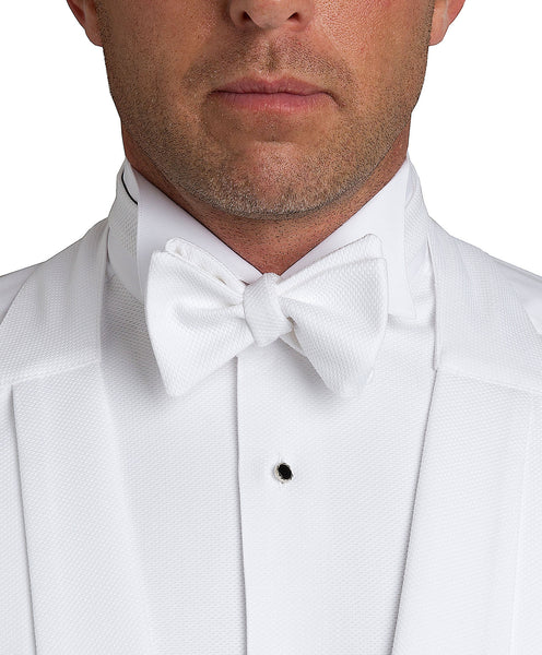 PT8110110 | White Pique Pre-tied Bow Tie