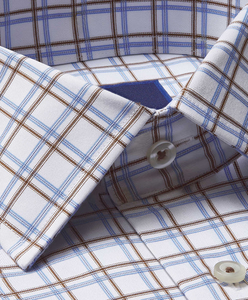 RBSP05604123 | White & Brown Windowpane Dress Shirt