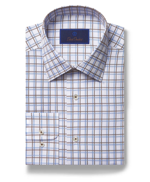 RBSP05604123 | White & Brown Windowpane Dress Shirt