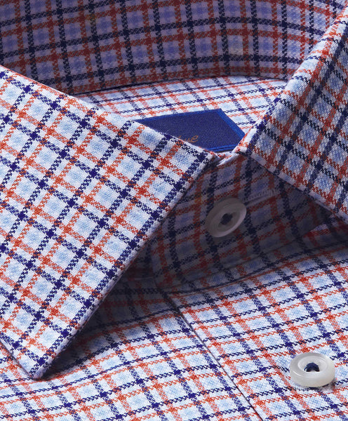 RBSP05610487 | Blue & Orange Check Dress Shirt